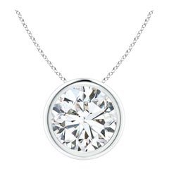 Bezel-Set 3 ct Diamond Pendant in 18K White Gold (Color-H  Clarity-SI2)