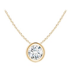 Solitär-Anhänger mit Diamanten in Lünettenfassung aus 14 Karat Gelbgold (Farb-G  Klarheit-VS2)
