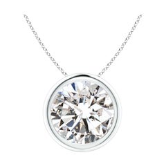 Pendentif en or blanc 18 carats serti d'un diamant de 4 carats (Color-I-J  Clarté-I1-I2)