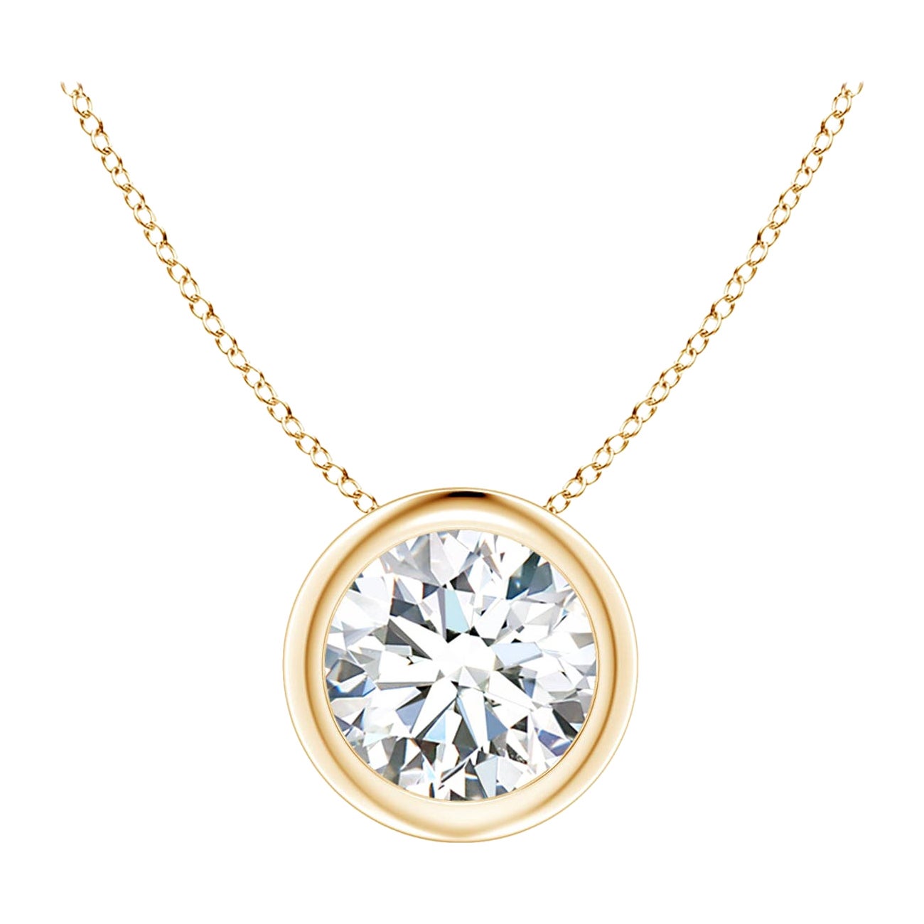 Bezel-Set 1 ct Diamond Pendant in 14K Yellow Gold (Color-G  Clarity-VS2)