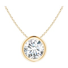 Bezel-Set 1 ct Diamond Pendant in 14K Yellow Gold (Color-G  Clarity-VS2)