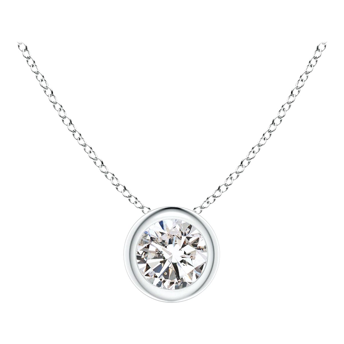 Pendentif en or blanc 18 carats serti de diamants (Color-I-J  Clarté-I1-I2)