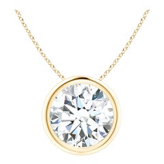Bezel-Set 3 ct Diamond Pendant in 14K Yellow Gold (Color-G  Clarity-VS2)