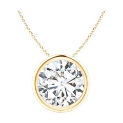 Bezel-Set 4 ct Diamond Pendant in 14K Yellow Gold (Color-H  Clarity-SI2)