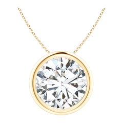 Pendentif en or jaune 14K serti d'un chaton de 5 ct de diamant (couleur-H)  Clarté-SI2)
