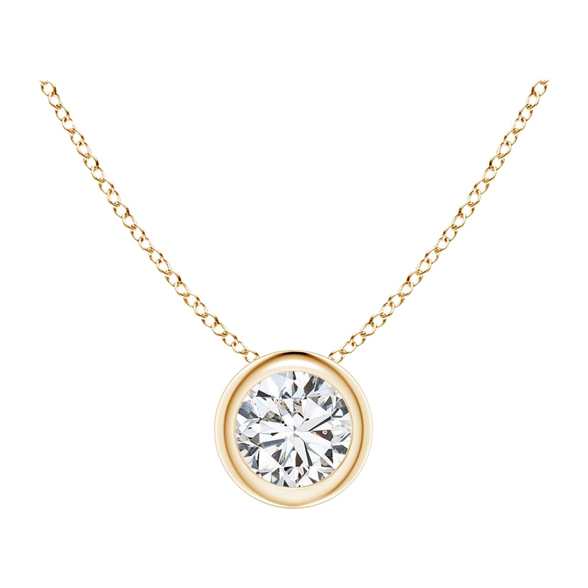Pendentif solitaire en or jaune 14K serti d'un diamant (couleur-H)  Clarté-SI2)