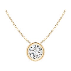 Pendentif solitaire en or jaune 14K serti d'un diamant (couleur-H)  Clarté-SI2)