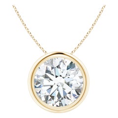 Bezel-Set 4 ct Diamond Pendant in 14K Yellow Gold (Color-G  Clarity-VS2)