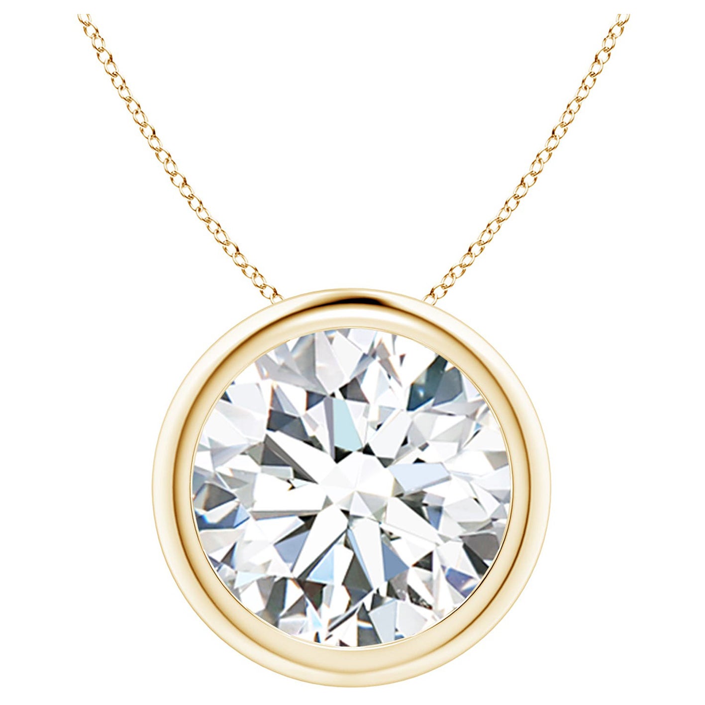 Bezel-Set 5 ct Diamond Pendant in 14K Yellow Gold (Color-G  Clarity-VS2)