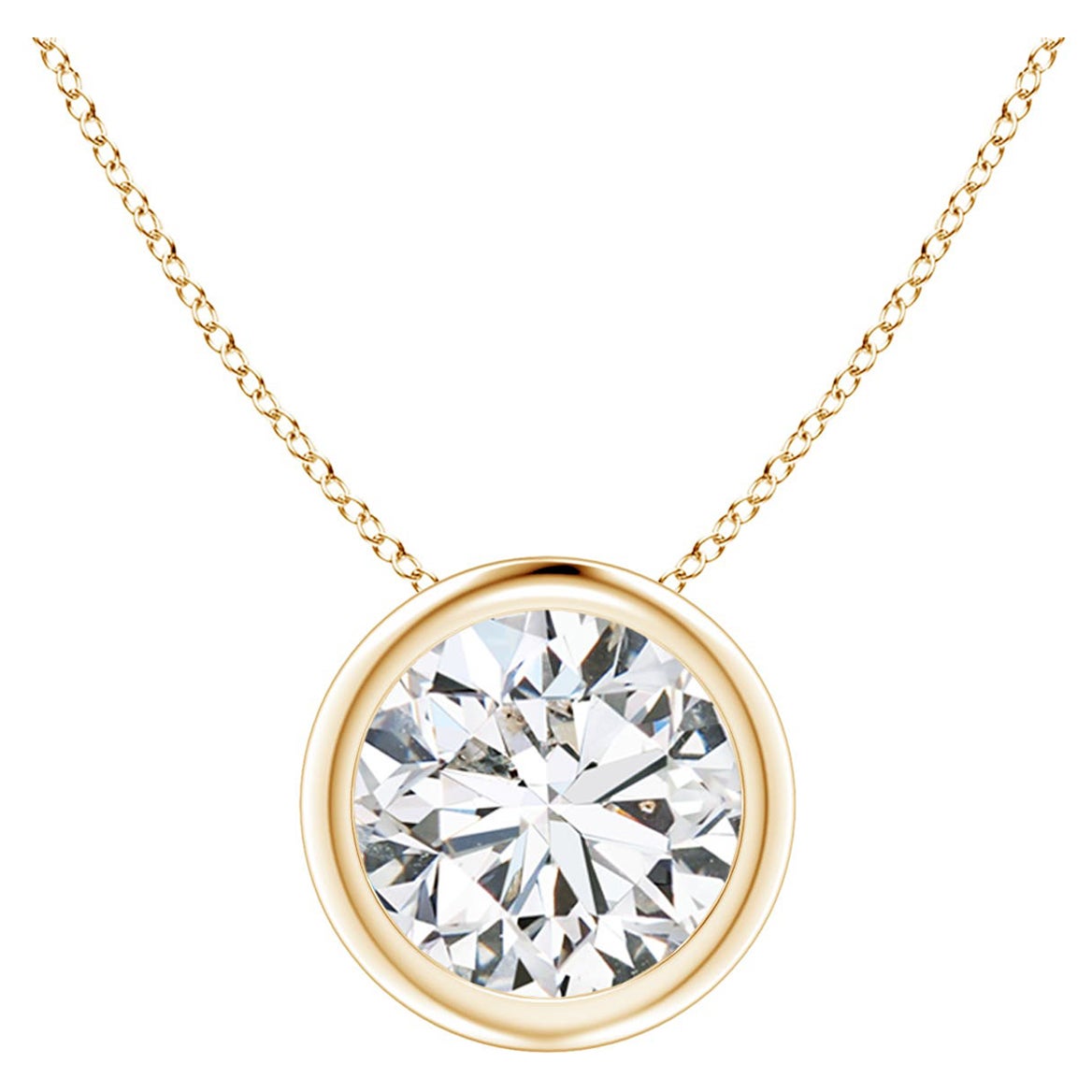 Ciondolo con diamante da 1,25 carati incastonato in oro giallo 14K (H. H.)  Chiarezza-SI2)