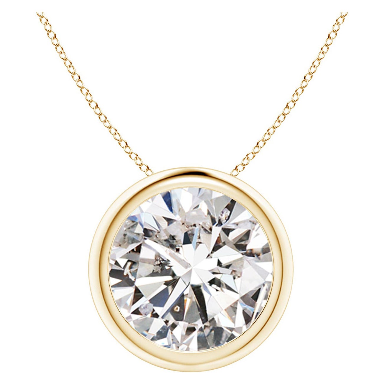 Pendentif en or jaune 14K serti d'un diamant de 4 carats (Color-I-J  Clarté-I1-I2)