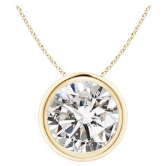 Pendentif en or jaune 14K serti d'un diamant de 4 carats (Color-I-J  Clarté-I1-I2)