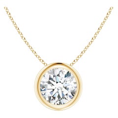 Pendentif en or jaune 18 carats serti d'un chaton de 1 ct de diamant (Color-G  Clarté-VS2)