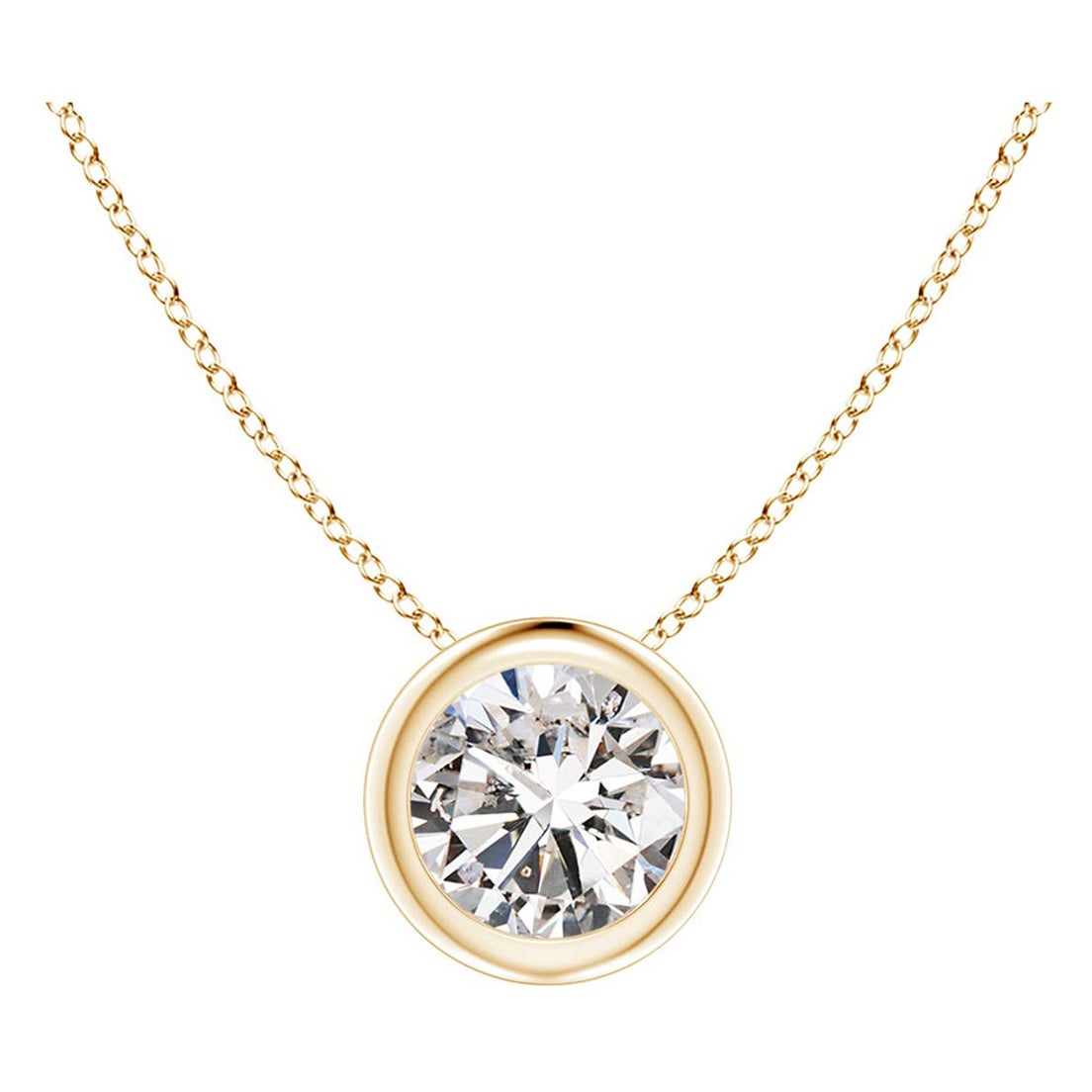Pendentif en or jaune 14 carats serti de diamants (Color-I-J  Clarté-I1-I2)