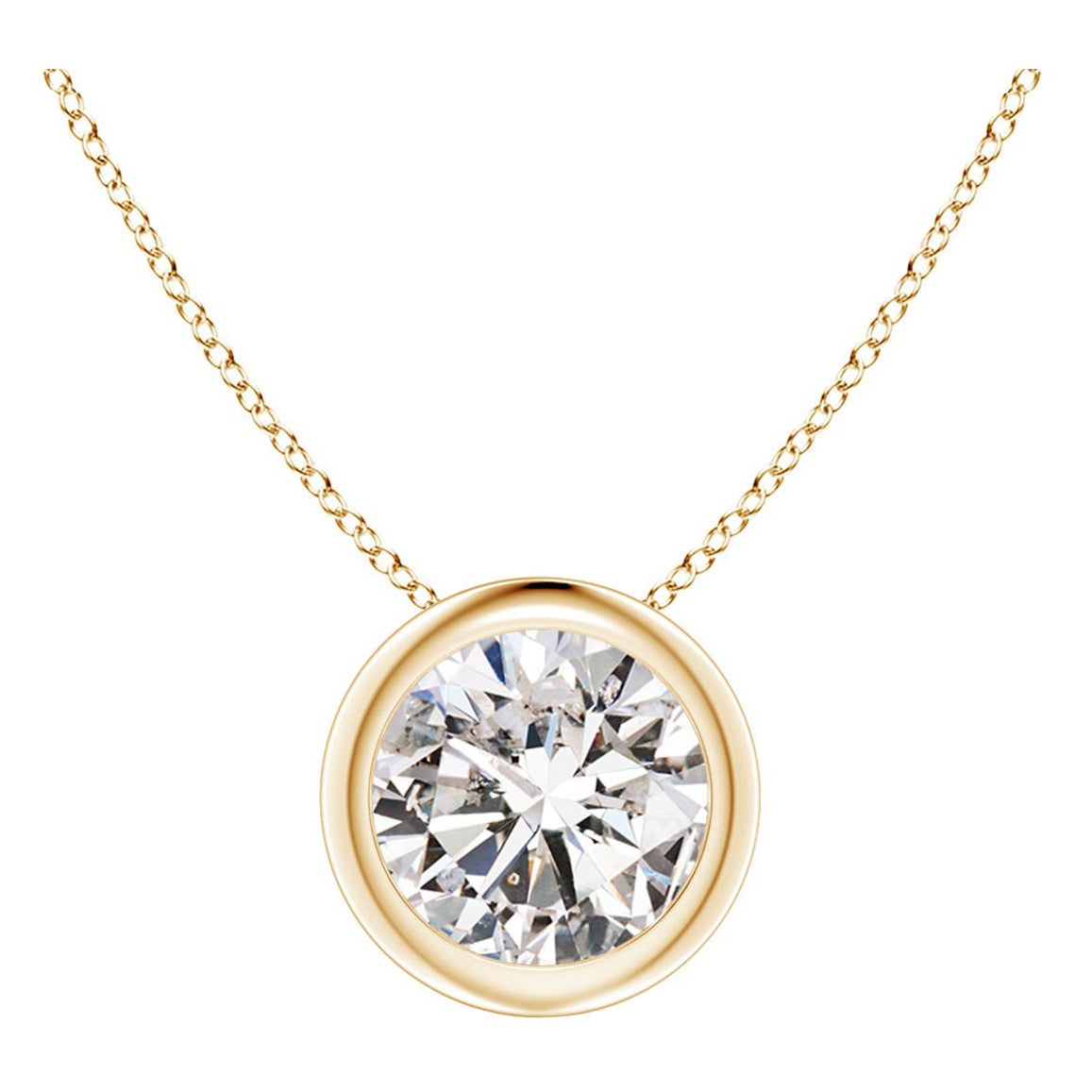 Pendentif en or jaune 14 carats serti d'un diamant de 1 carat (Color-I-J  Clarté-I1-I2)