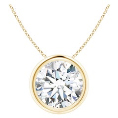 Bezel-Set 3 ct Diamond Pendant in 18K Yellow Gold (Color-G  Clarity-VS2)
