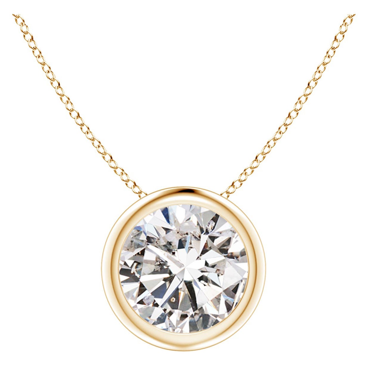 Ciondolo con diamante da 1,25 carati incastonato a castone in oro giallo 14 carati (Colore-I-J)  Chiarezza-I1-I2)