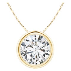 Bezel-Set 4 ct Diamond Pendant in 18K Yellow Gold (Color-H  Clarity-SI2)