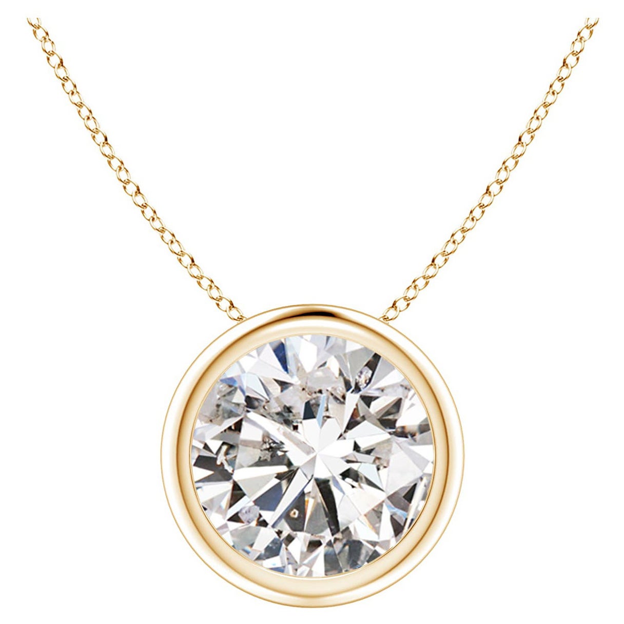 Pendentif en or jaune 14K serti d'un chaton de 2,01 ct de diamant (couleur I+I)  Clarté-I1-I2) en vente