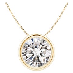 Pendentif en or jaune 14K serti d'un chaton et d'un diamant de 3 ct (couleur I+I-J)  Clarté-I1-I2)