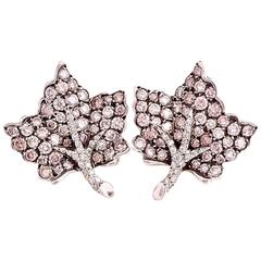 Natural Pink Diamond Maple Leaf Clip-Back French Earrings