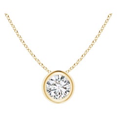 Pendentif solitaire en or jaune 18K serti d'un diamant (couleur-H)  Clarté-SI2)