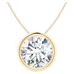 Pendentif en or jaune 18K serti d'un chaton et d'un diamant de 4 ct (Color-G  Clarté-VS2)
