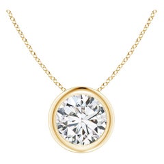 Bezel-Set 1 ct Diamond Pendant in 18K Yellow Gold (Color-H  Clarity-SI2)