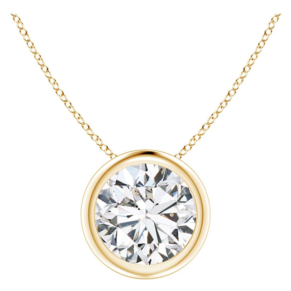 Bezel-Set 1.25 ct Diamond Pendant in 18K Yellow Gold (Color-H  Clarity-SI2)