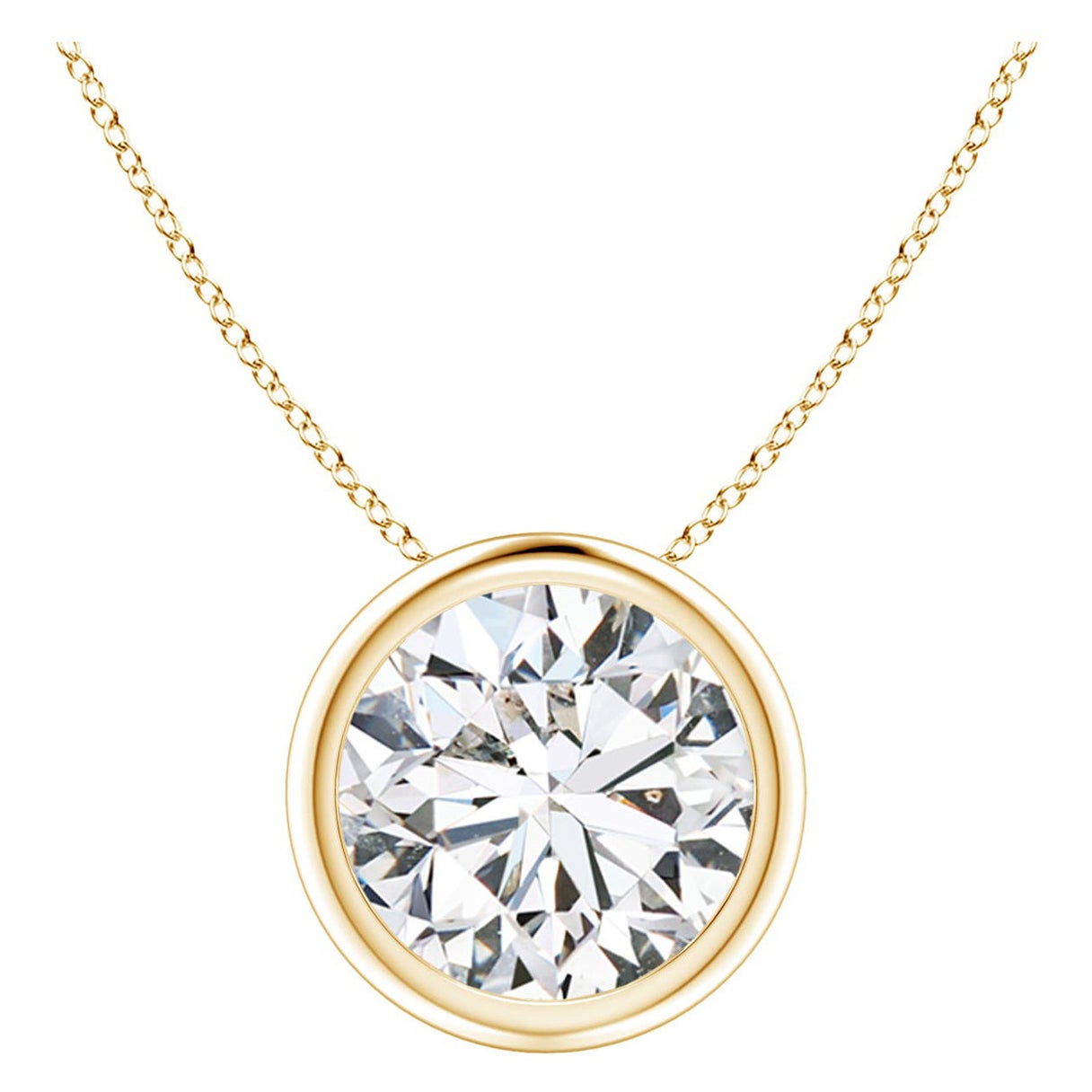 Pendentif en or jaune 18 carats serti d'un chaton de 2,01 ct de diamant (couleur-H)  Clarté-SI2)