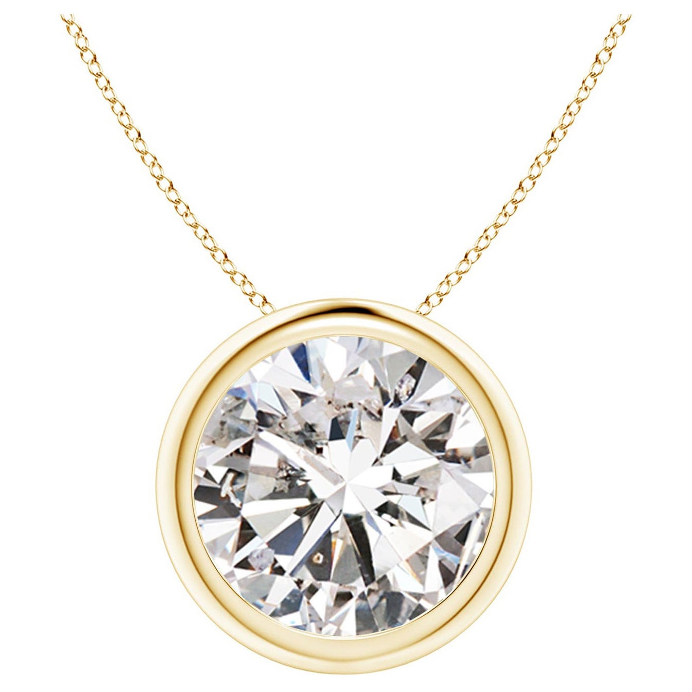 Pendentif en or jaune 18 carats serti d'un diamant de 4 carats (Color-I-J  Clarté-I1-I2)
