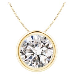 Bezel-Set 5 ct Diamond Pendant in 18K Yellow Gold (Color-I-J  Clarity-I1-I2)