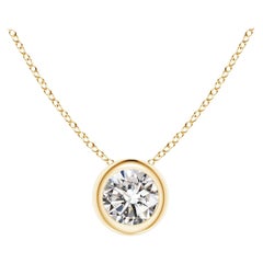 Bezel-Set Diamond Pendant in 18K Yellow Gold (Color-I-J  Clarity-I1-I2)