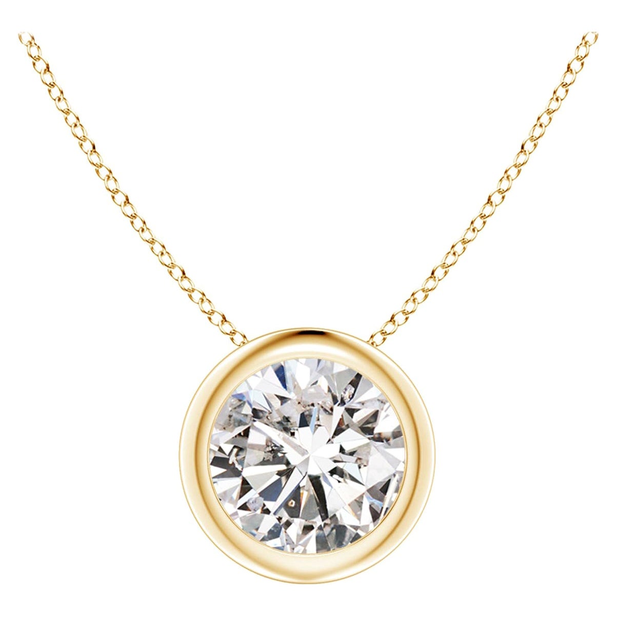 Pendentif en or jaune 18 carats serti d'un diamant de 1 carat (Color-I-J  Clarté-I1-I2)