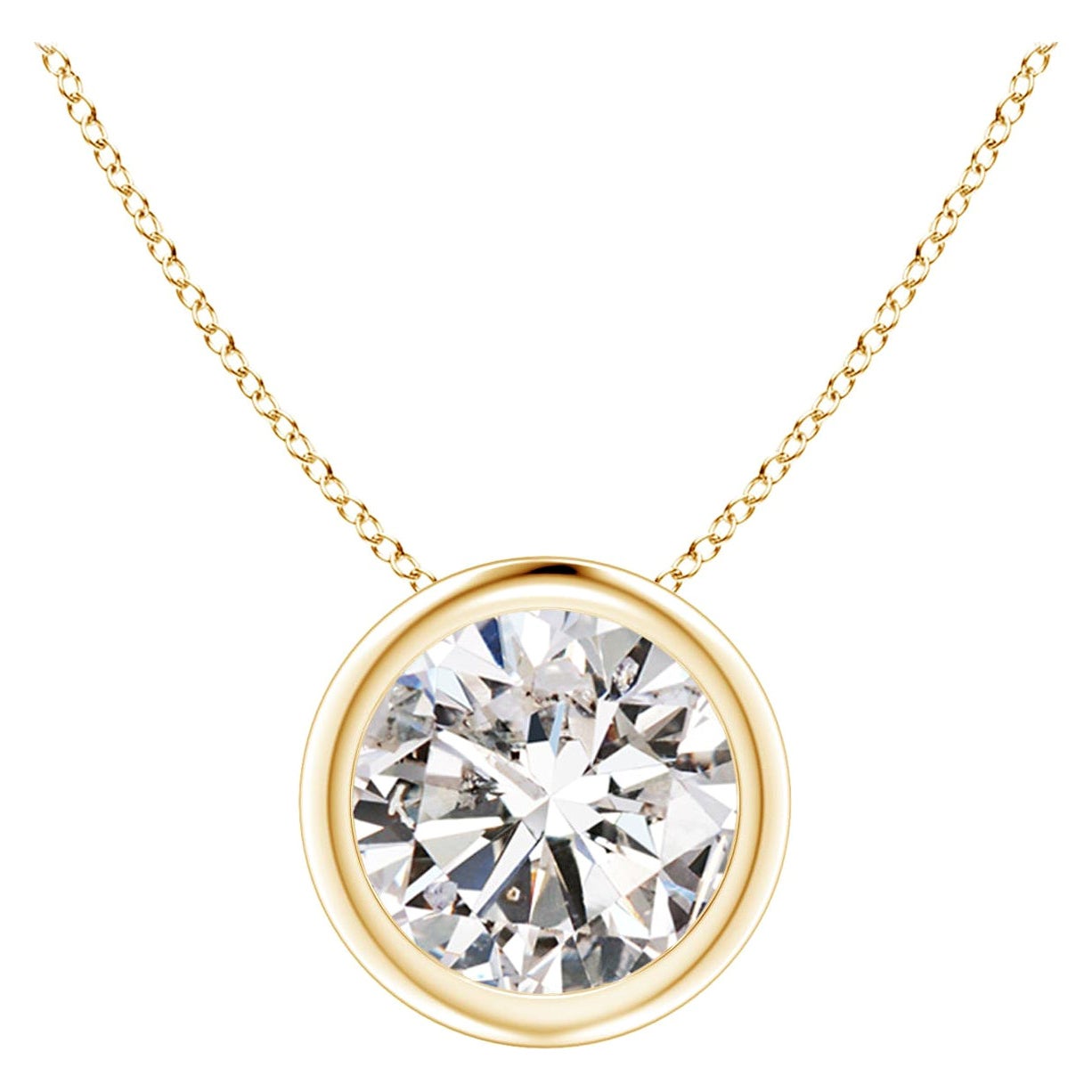 Ciondolo con diamante da 1,25 carati incastonato a castone in oro giallo 18 carati (Colore-I-J)  Chiarezza-I1-I2)