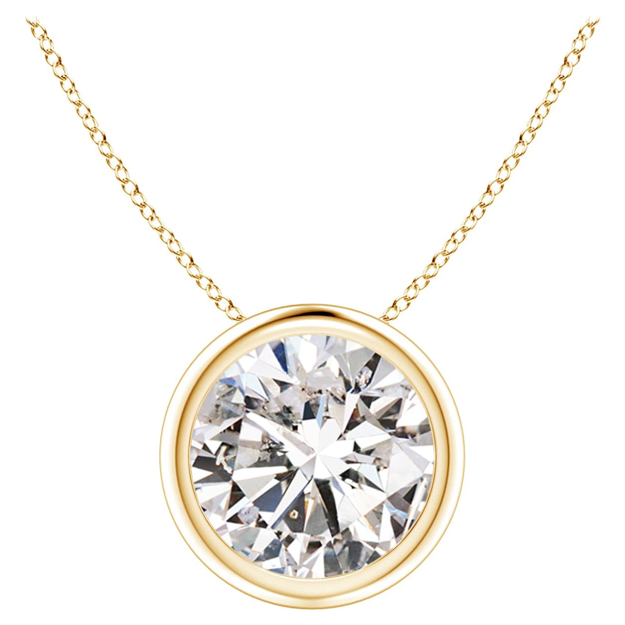 Pendentif en or jaune 18 carats serti d'un diamant de 2,01 carats (Color-I-J  Clarté-I1-I2)