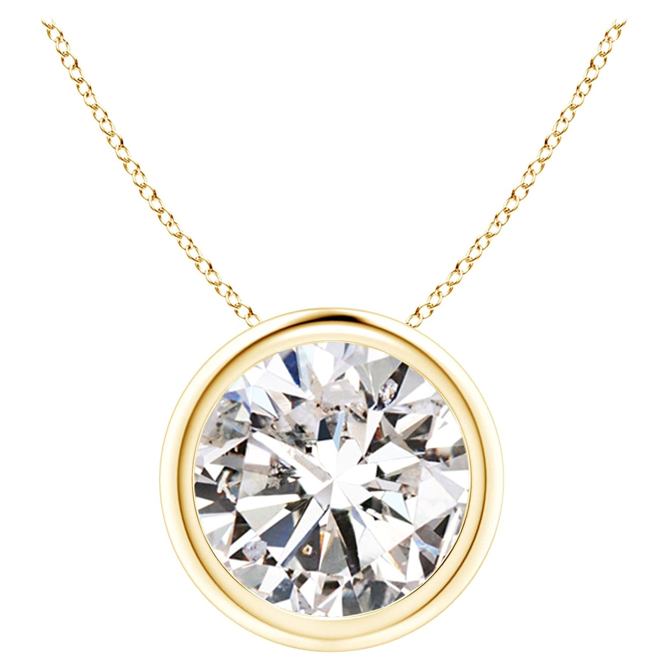 Pendentif en or jaune 18 carats serti d'un diamant de 3 carats (Color-I-J  Clarté-I1-I2)
