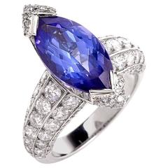 French 8.27 carat Marquise Tanzanite Diamond Platinum Ring 5