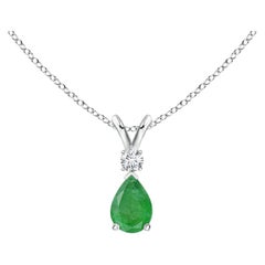 Ciondolo a goccia con smeraldo naturale e diamante in Nature