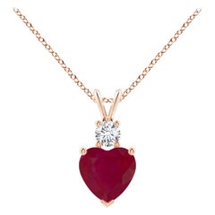 Pendentif en or rose 18 carats en forme de cœur en rubis naturel de 1,65 carat