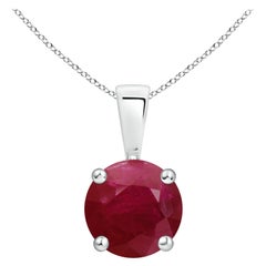 Colgante solitario de rubí clásico natural redondo de 1,4 ct en platino