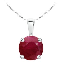 Pendentif classique en platine avec solitaire en rubis naturel rond de 2,1 ct