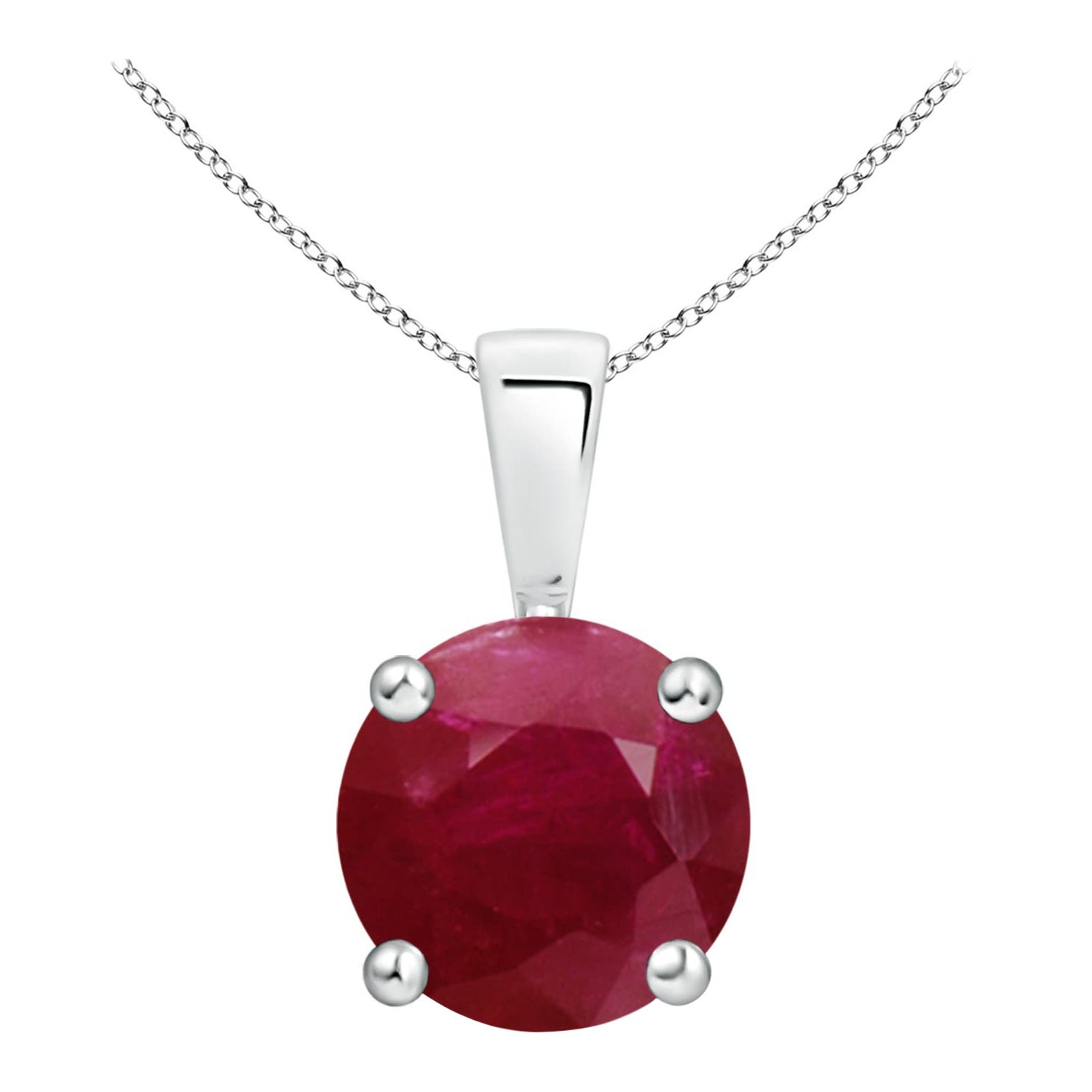 Colgante solitario de rubí clásico natural redondo de 3.75 ct en platino