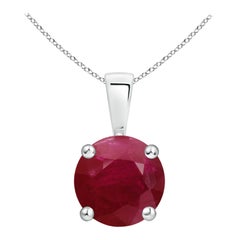 Pendentif classique en platine avec un solitaire en rubis rond de 3,75 ct Naturel