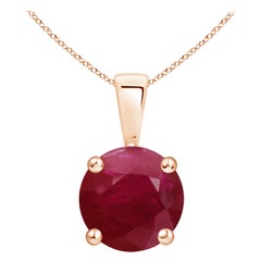 Pendentif en or rose 14K avec solitaire en rubis naturel rond de 4,5 ct Classic