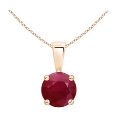 Colgante Solitario de Rubí Clásico Natural Redondo de 1 ct en Oro Rosa de 14 quilates