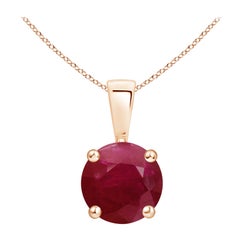 Natural Classic Round 1.4 ct Ruby Solitaire Pendant in 14K Rose Gold