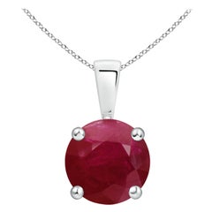 Colgante solitario de rubí clásico natural redondo de 4.5 ct en platino