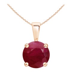 Colgante solitario de rubí clásico natural redondo de 2,1 ct en oro rosa de 14 quilates