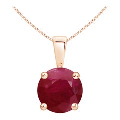 Colgante Solitario de Rubí Clásico Natural Redondo de 3,75 ct en Oro Rosa de 14 quilates